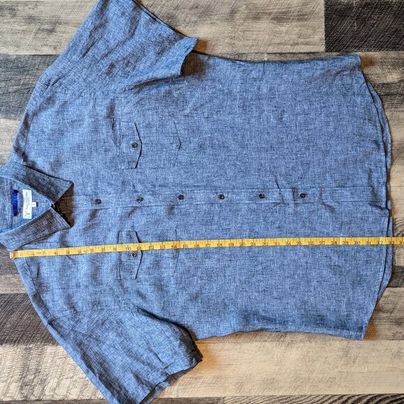 Teddy Stratford Shirt Short Sleeve Gray Linen - Picture 4 of 6